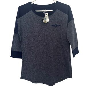 Indianapolis Motor Speedway Women’s Blue Heathered Baseball Tee Size S NWT